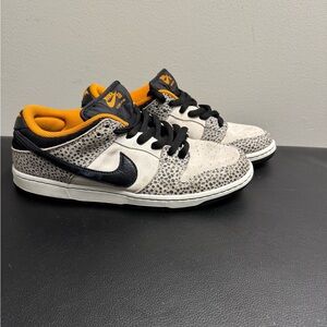 Nike SB Dunk Low Safari Phantom Black Orange Men's Size 9.5  Skate Shoes
